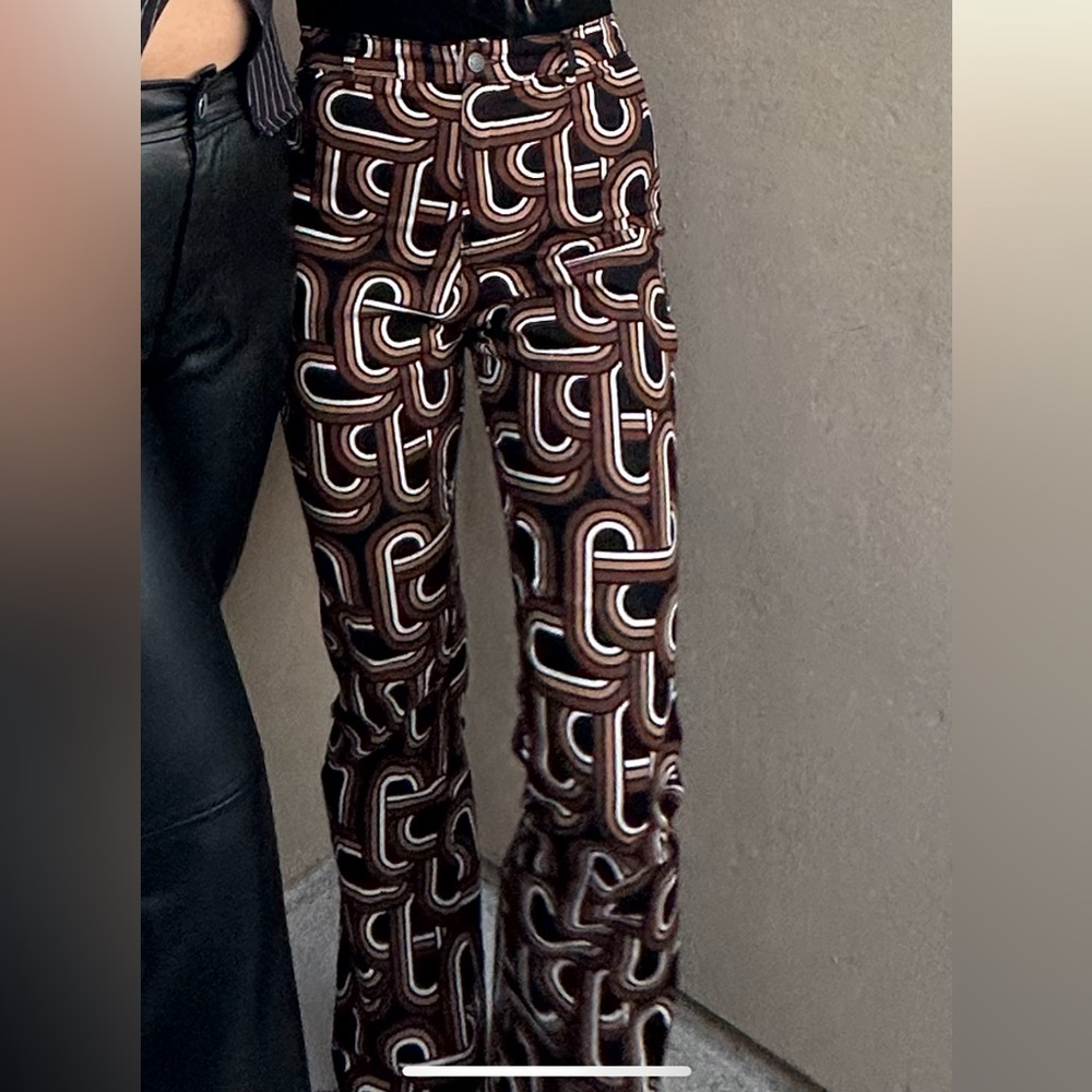 Brown And Black Patterned Pants - image 4